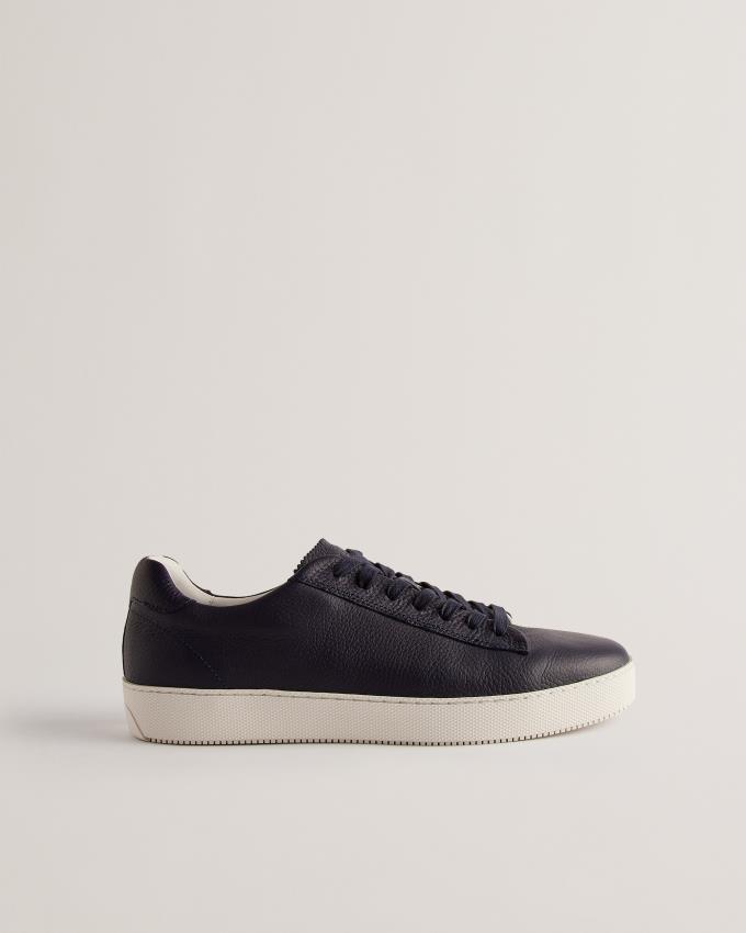 Basket Ted Baker Pebbled Leather Low Top Bleu Marine Homme | MJB-70224576